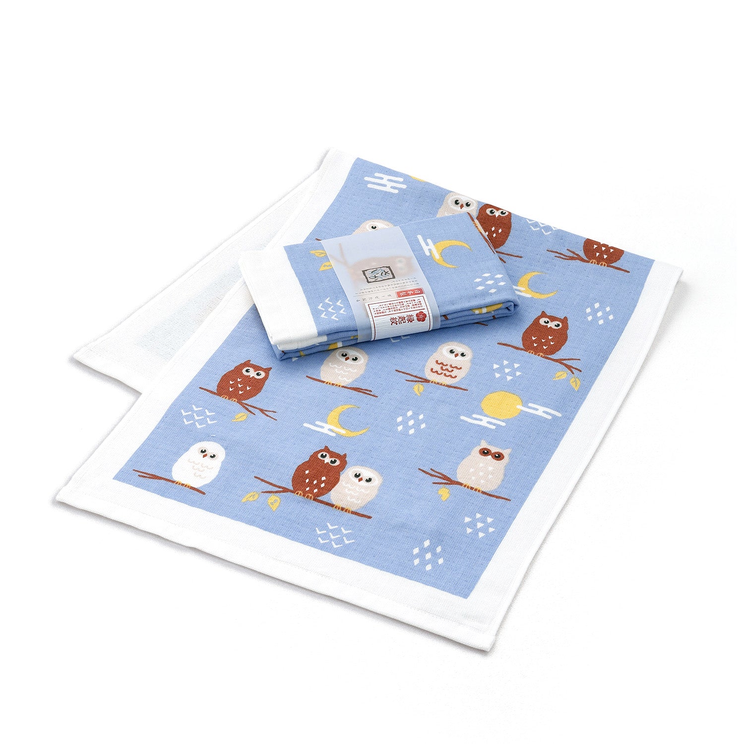 さいか』月とふくろう タオルハンカチ – タオル美術館公式オンライン