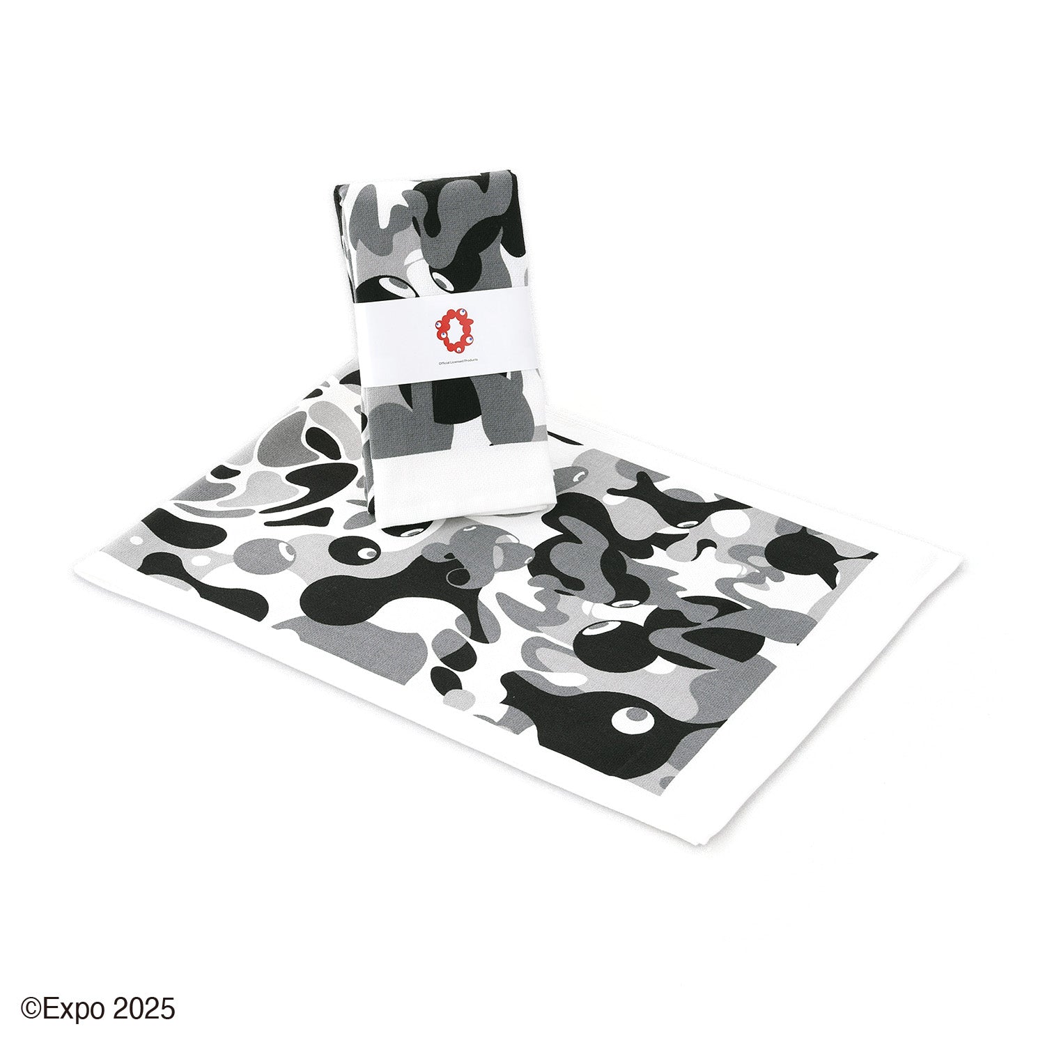 『2025大阪・関西万博』 モノクロミャクミャク8 タオル手ぬぐい（帯巻き）
