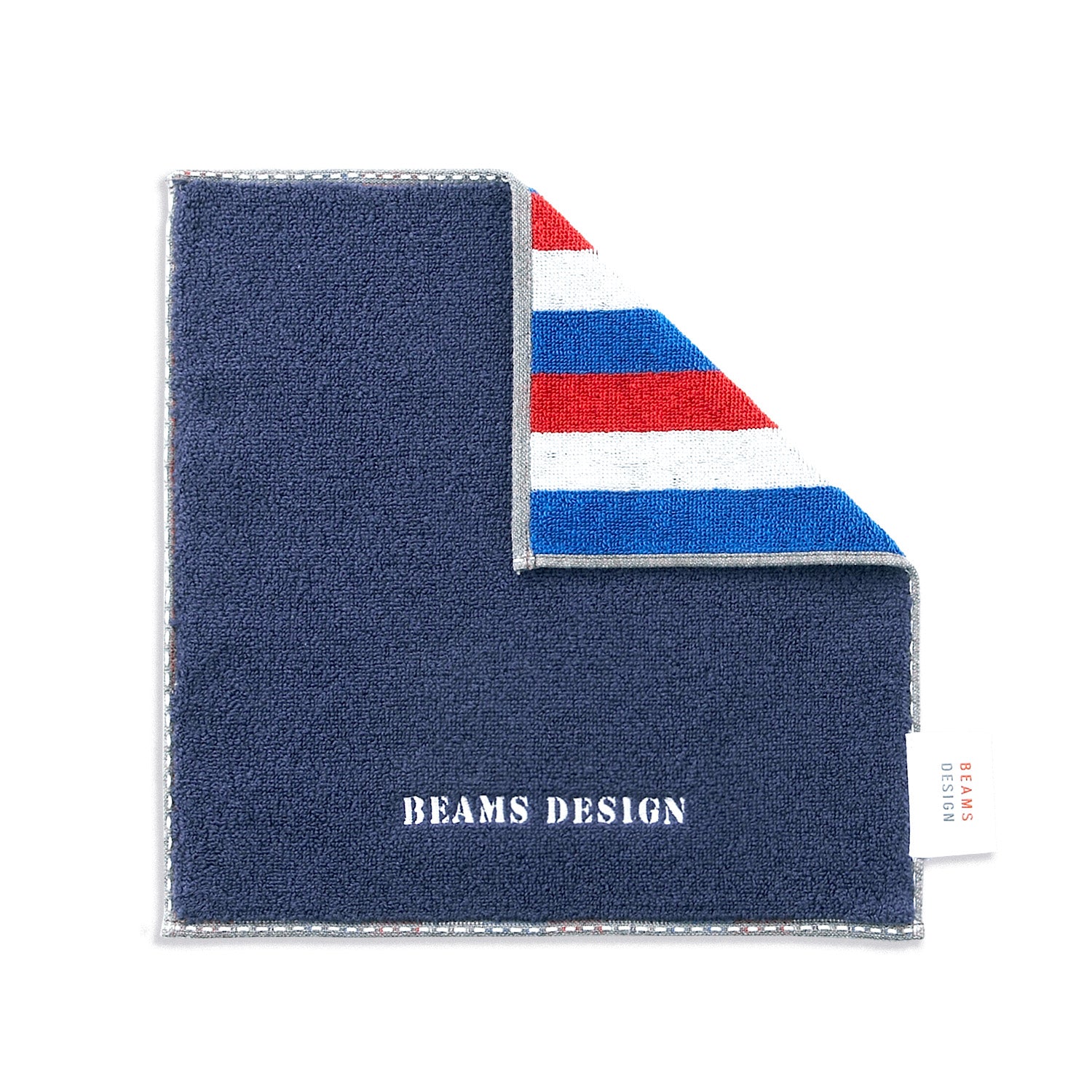 『BEAMS DESIGN』 リバーストライプ タオルハンカチ グリーン