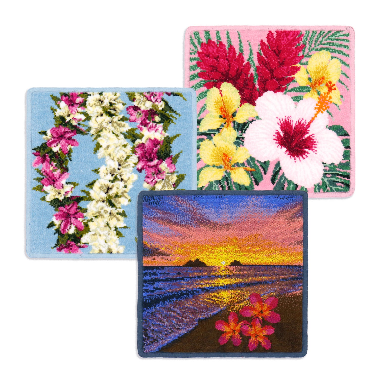 AinaHau』ハワイアンハイビスカス シェニール織りタオルハンカチ