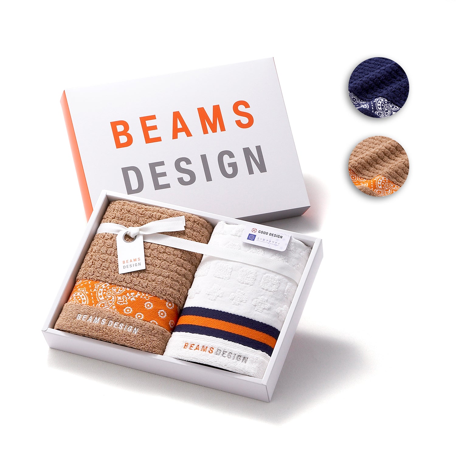 『BEAMS DESIGN』 ラインバンダナ タオルギフト　ウォッシュタオル1P/フェイスタオル1P