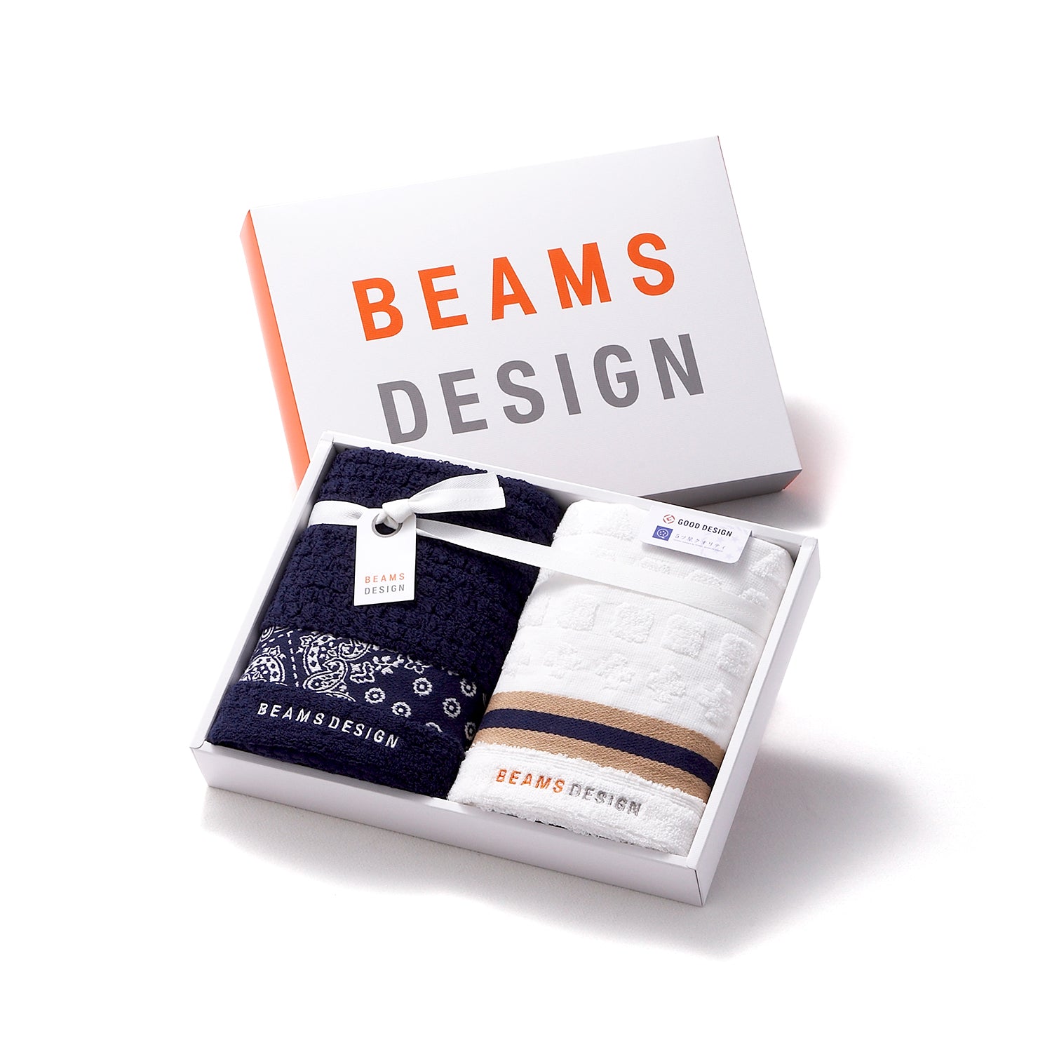 『BEAMS DESIGN』 ラインバンダナ タオルギフト　フェイスタオル2P ベージュ